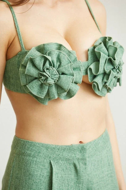 Sahara Flowers Pant Set - Sage Green