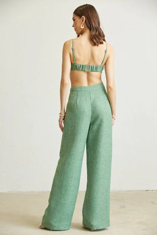 Sahara Flowers Pant Set - Sage Green