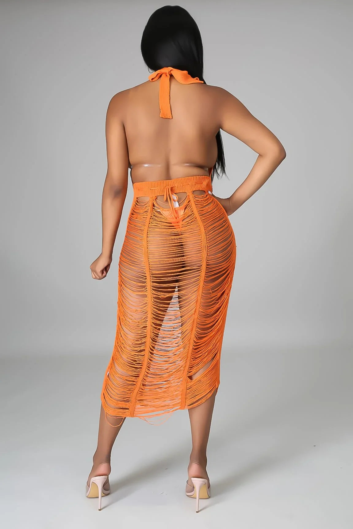 Sand In My Hair Orange Cover Up Crochet Dress