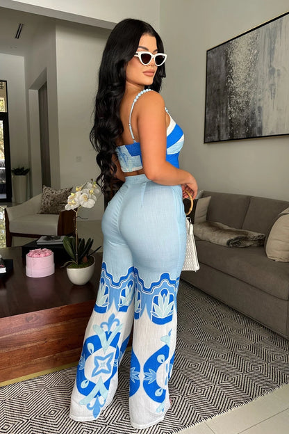 Santorini Dreams Printed Pant Set