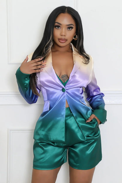 Satin Sunset Short and Blazer Set