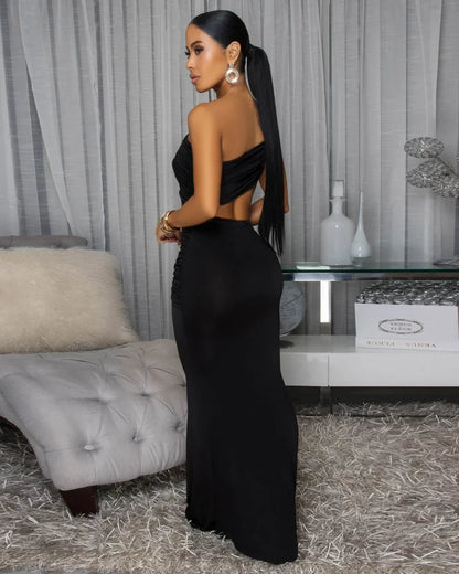 Sculpted Siren Cutout Maxi Dress- Black