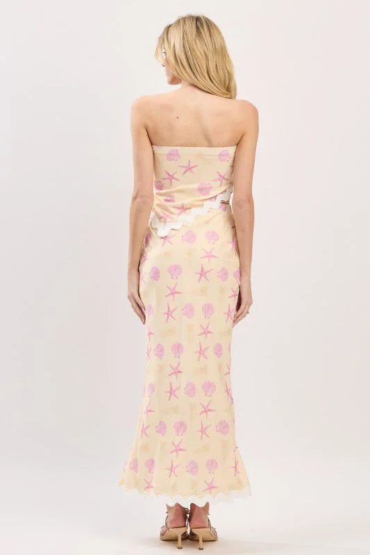Seashell Muse Mermaid Skirt Set – Pale Yellow Two-Piece