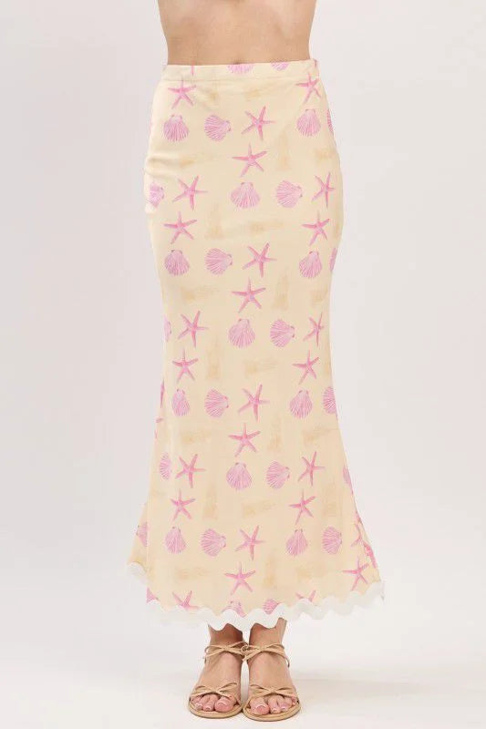 Seashell Muse Mermaid Skirt Set – Pale Yellow Two-Piece