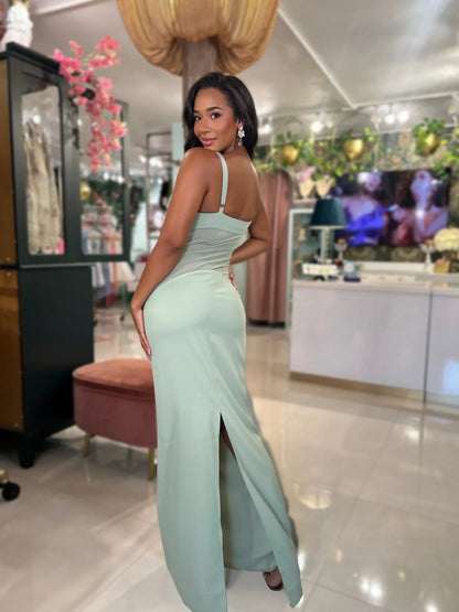 Seashell Muse Sculpted Maxi Dress - Sage