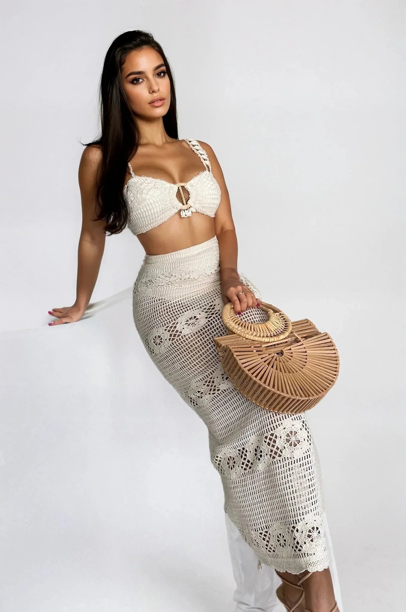 Seaside Charm Crochet 
Skirt Set (Ivory)