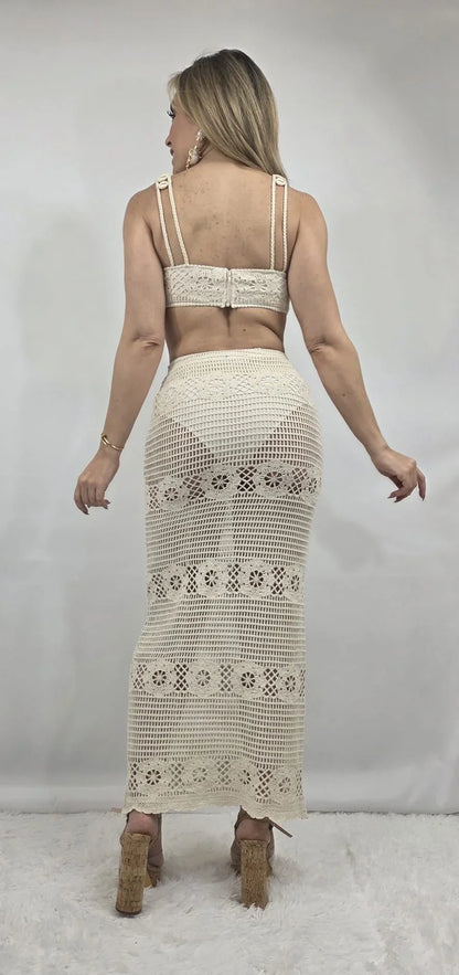 Seaside Charm Crochet 
Skirt Set (Ivory)
