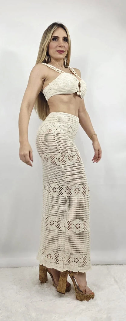 Seaside Charm Crochet 
Skirt Set (Ivory)
