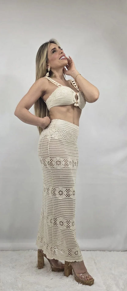 Seaside Charm Crochet 
Skirt Set (Ivory)