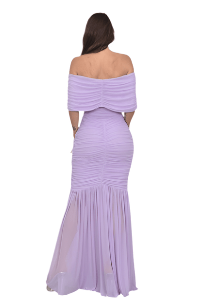 Seraphina Draped Elegance Gown Maxi Dress - Lavender