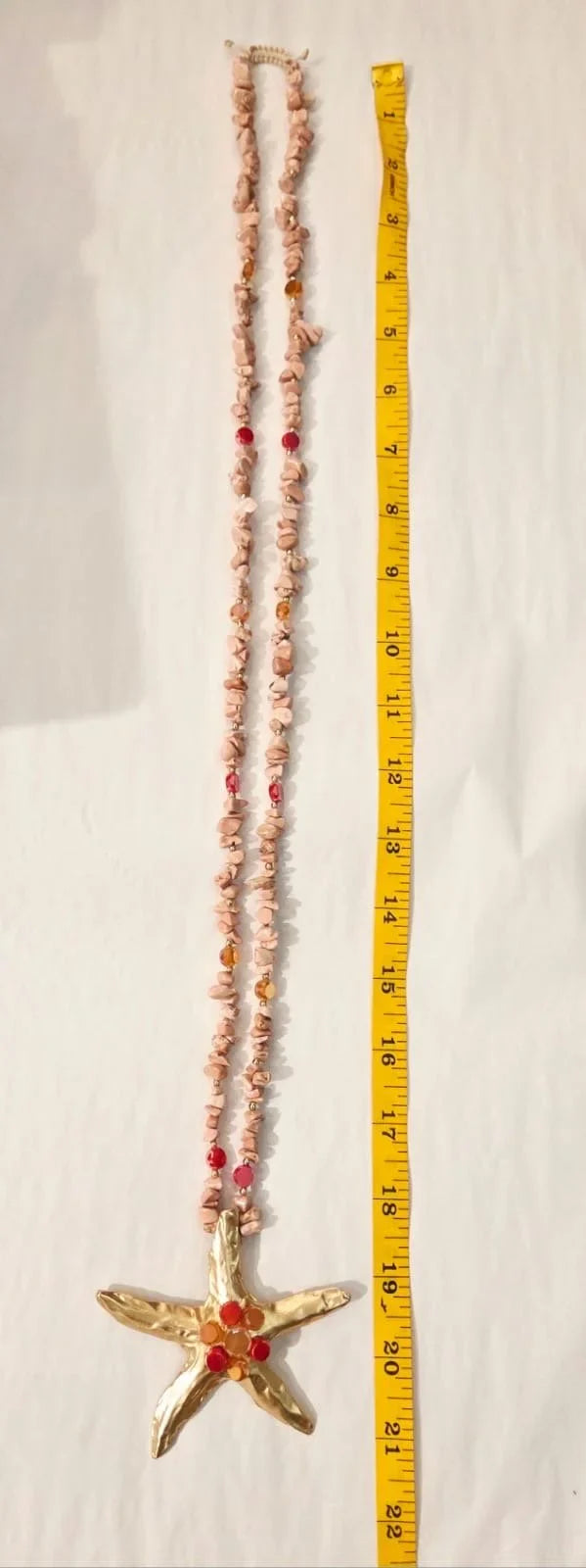Sparkling Starfish Gemstone Necklace in Pink Gold