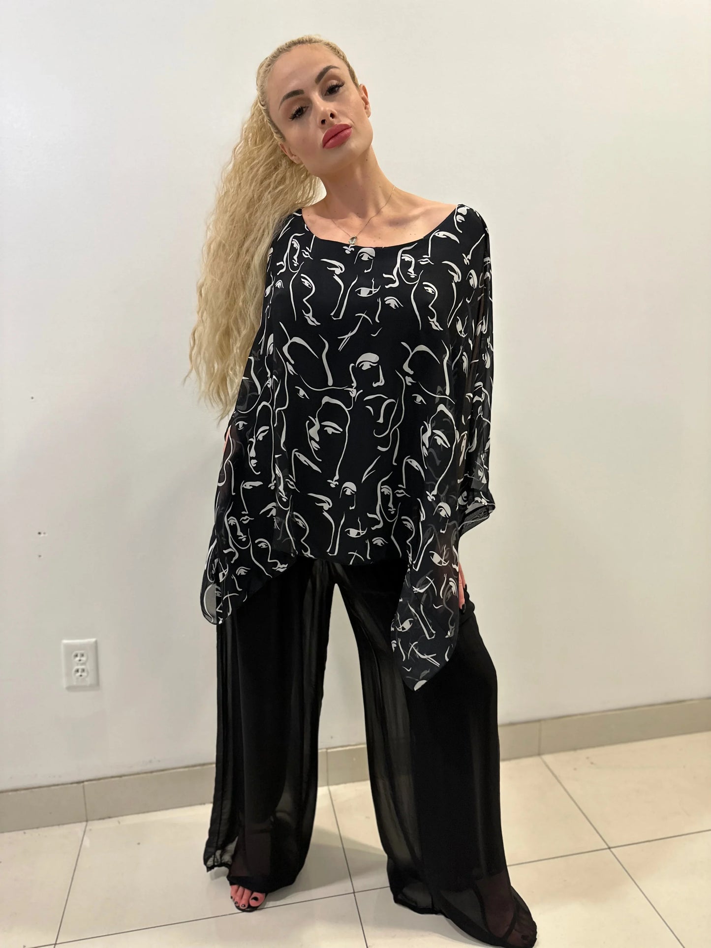 Splendida Silky Italian Black Blouse