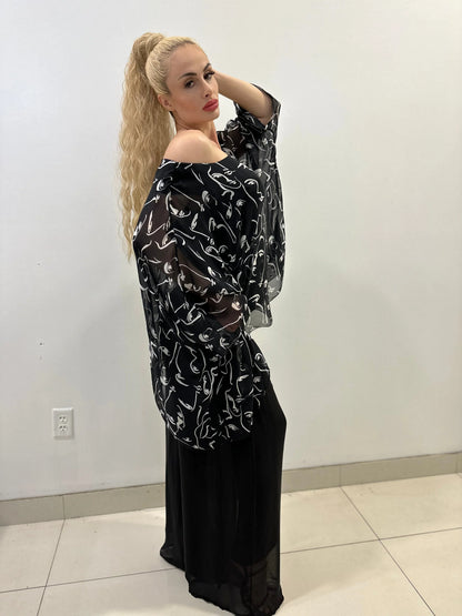 Splendida Silky Italian Black Blouse