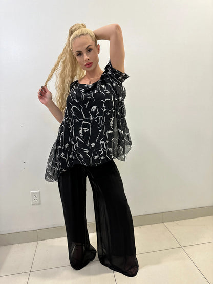 Splendida Silky Italian Black Blouse