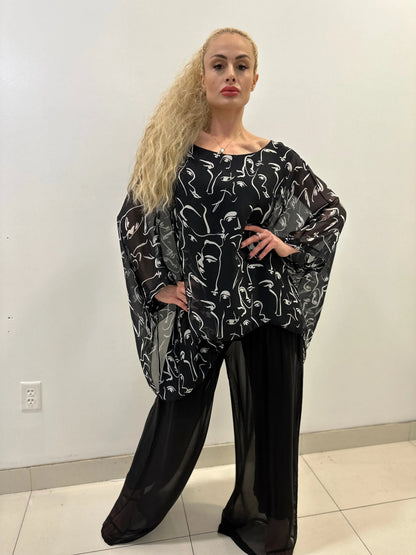 Splendida Silky Italian Black Blouse