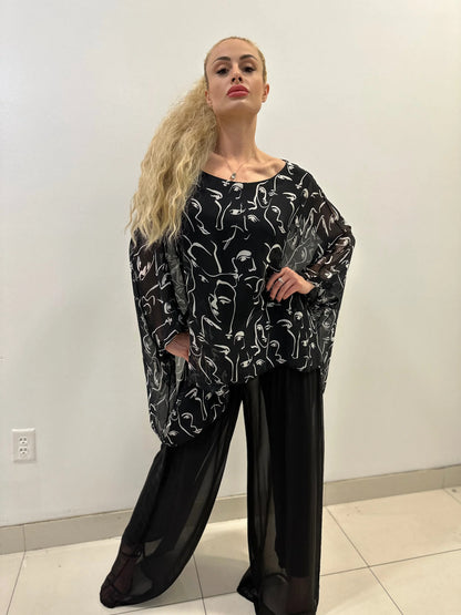 Splendida Silky Italian Black Blouse