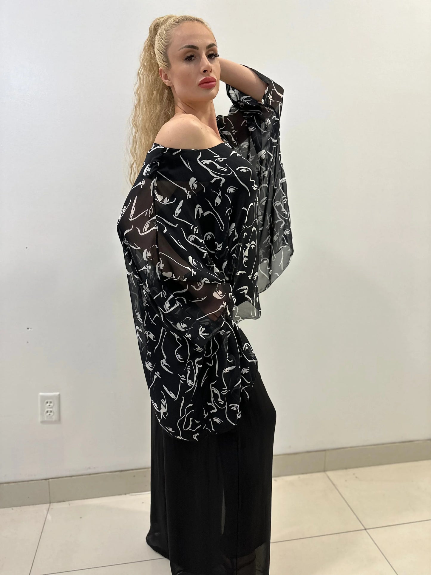 Splendida Silky Italian Black Blouse