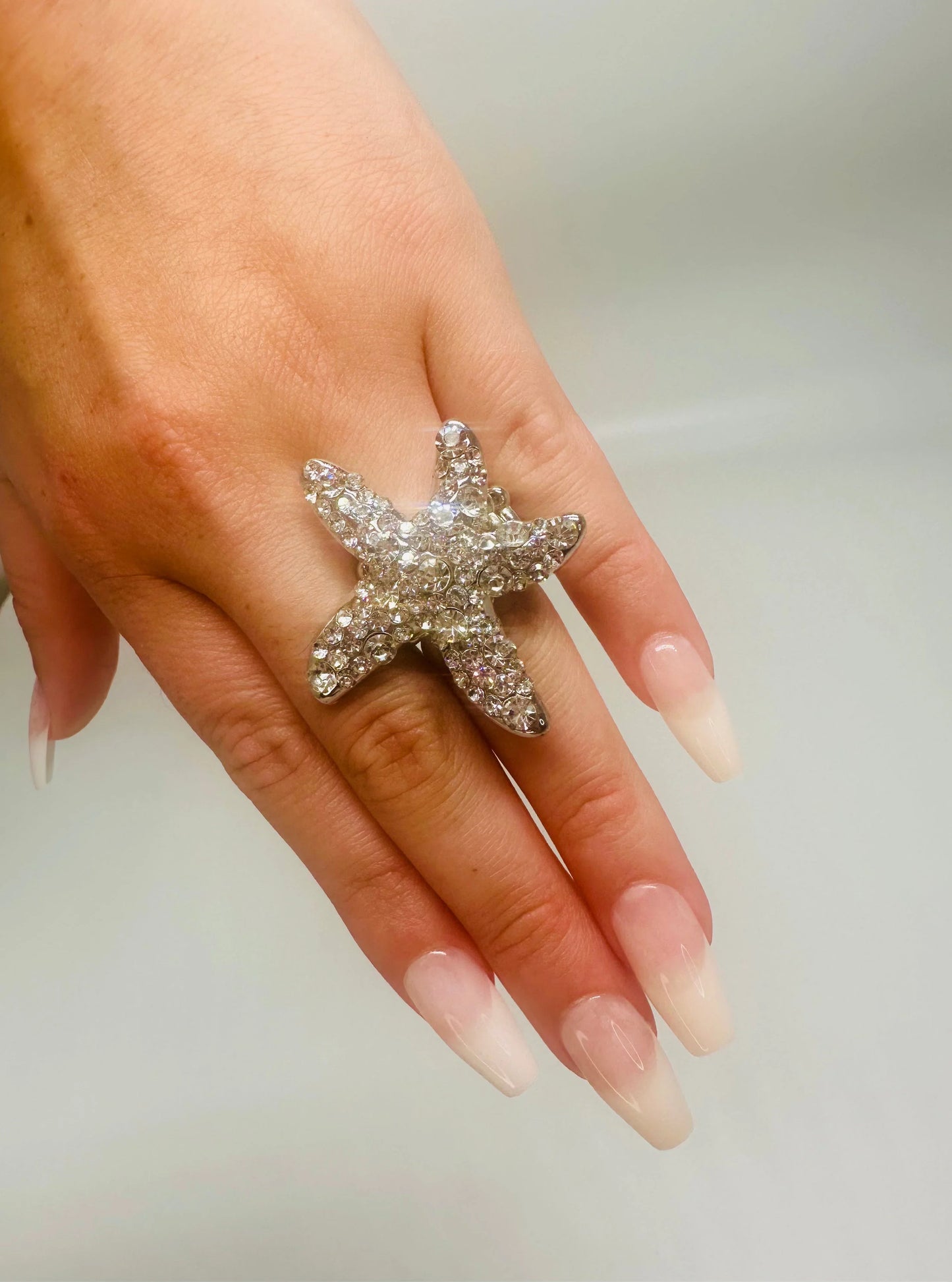 Starburst Crystal Ring (Silver)