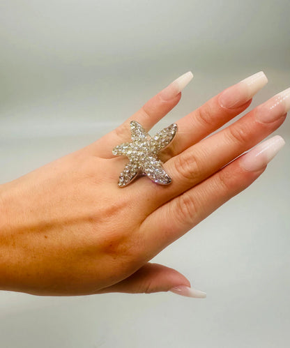 Starburst Crystal Ring (Silver)