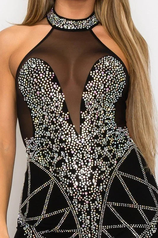 Stardust Elegance Rhinestone Romper