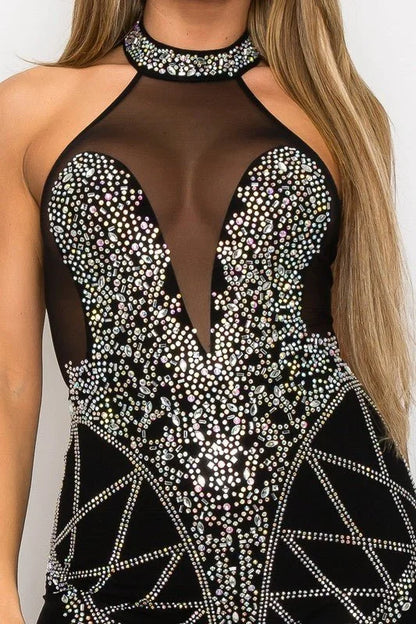 Stardust Elegance Rhinestone Romper