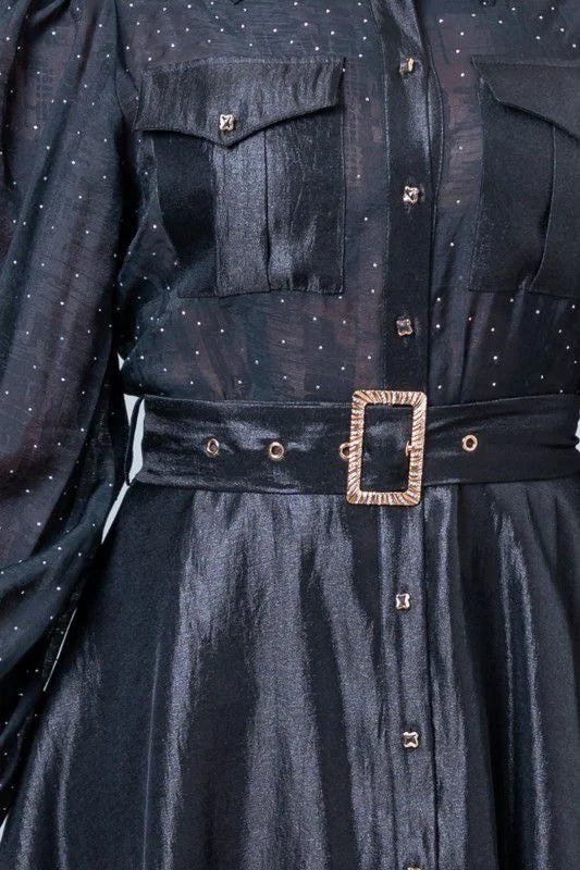 Starlight Elegance Rhinestone Mini Dress in Black