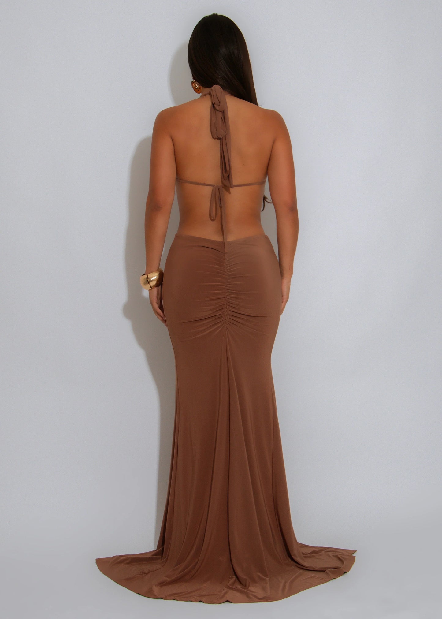 Sultry Cut-Out Ring Maxi Dress - Brown