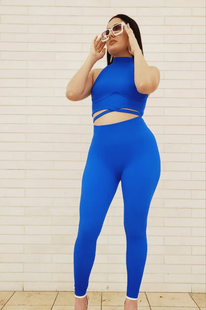 Summer Vacay Top & Leggings  Sculpting Set (Royal Blue)