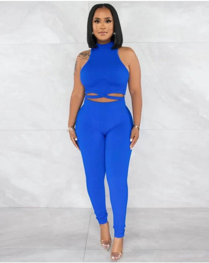 Summer Vacay Top & Leggings  Sculpting Set (Royal Blue)