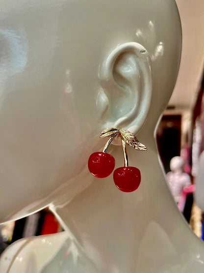 Sweet and Stylish touch(Red) - Cherry Charm Earrings