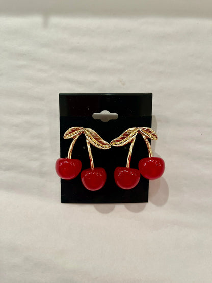 Sweet and Stylish touch(Red) - Cherry Charm Earrings