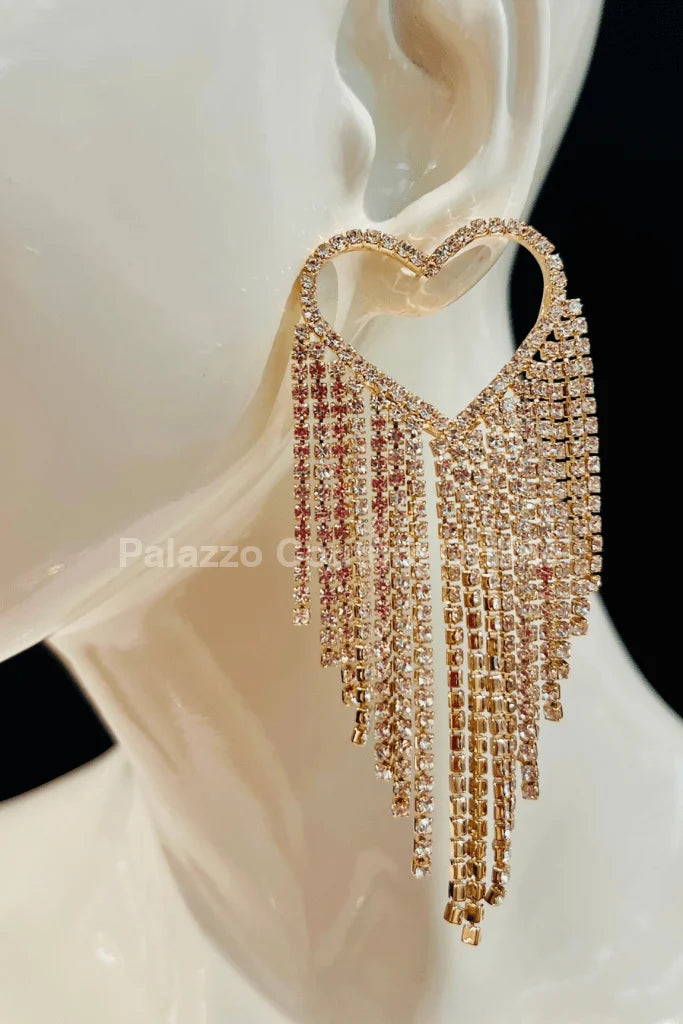 Sweetheart Fringe Earrings (Gold)