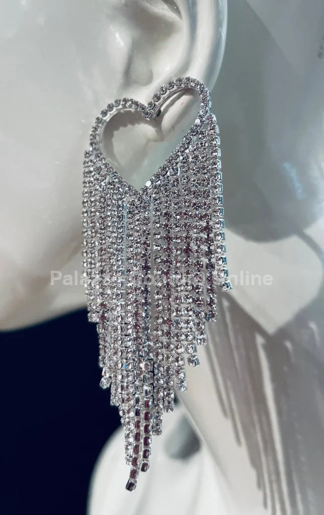 Sweetheart Fringe  Earrings (Silver)