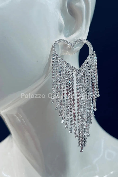 Sweetheart Fringe  Earrings (Silver)