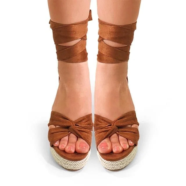 Tan Olina Wrap Sandals - Stylish & Comfortable