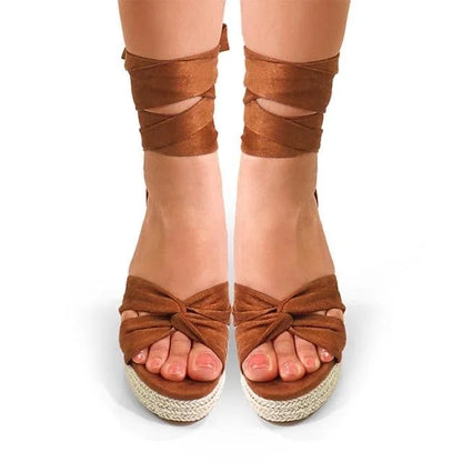Tan Olina Wrap Sandals - Stylish & Comfortable