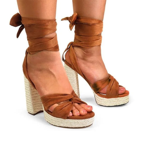Tan Olina Wrap Sandals - Stylish & Comfortable