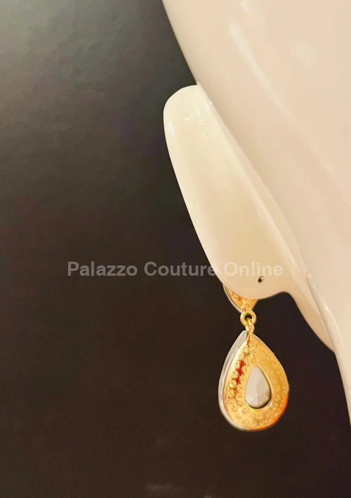 Teardrop Crystal Evening Earrings (Gold)
