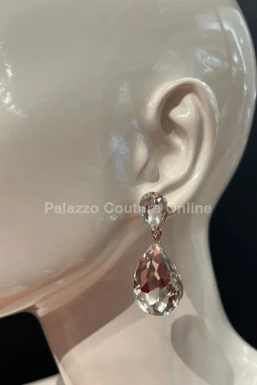Teardrop Crystal Evening Earrings (Gold)