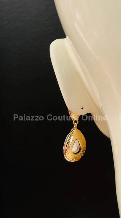 Teardrop Crystal Evening Earrings (Red)