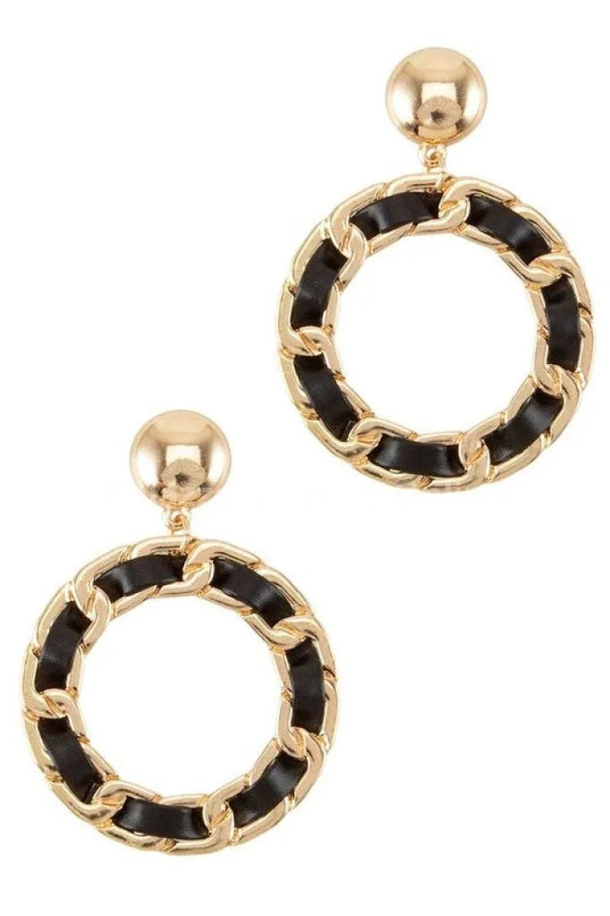 PU Tiered Circle Dangling Stud Earring