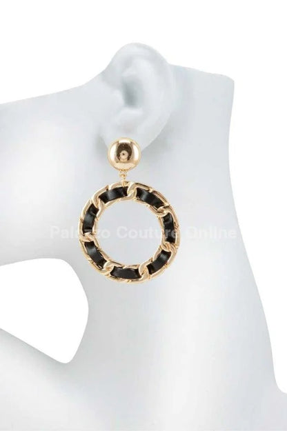 PU Tiered Circle Dangling Stud Earring