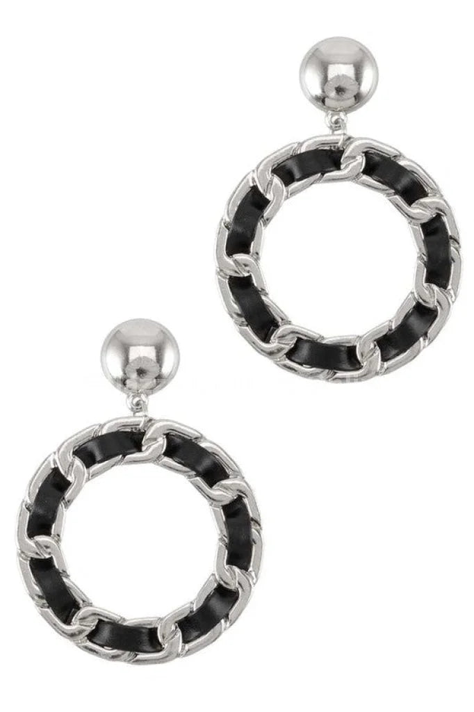 PU Tiered Circle Dangling Stud Earring