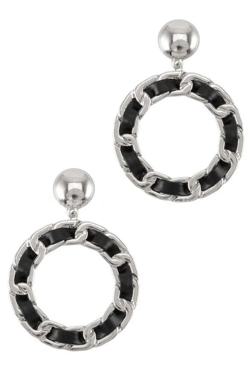 PU Tiered Circle Dangling Stud Earring