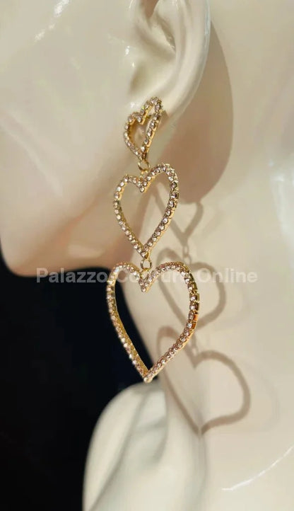 Trilove Earring Hanging Hearts (GOLD)