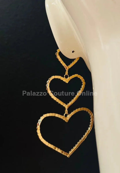 Trilove Earring Hanging Hearts (GOLD)