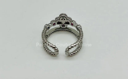 Tutti-frutti Clover Layered Open Ring (Silver)