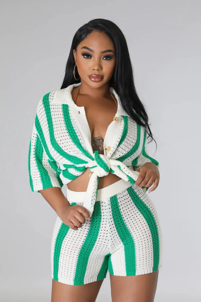 Vacation Mood  Shorts Set (Green)