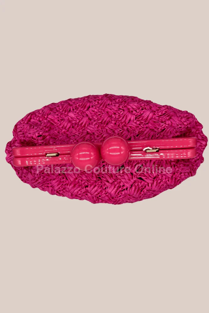Vane Straw Vintage handbag (Hot Pink)