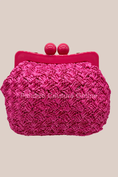 Vane Straw Vintage handbag (Hot Pink)